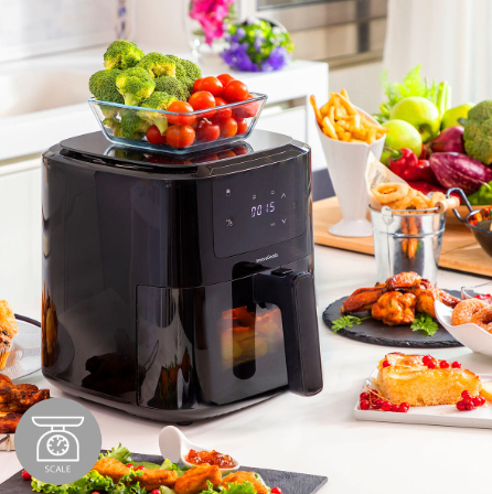Freidora de Aire con Báscula InnovaGoods Fryinn Balance 5000 Negro 1500 W 5 L Acero Inoxidable