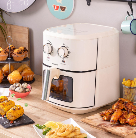 Freidora de Aire InnovaGoods Vynner Pro 6500 Crema 1700 W 6,5 L Acero Inoxidable