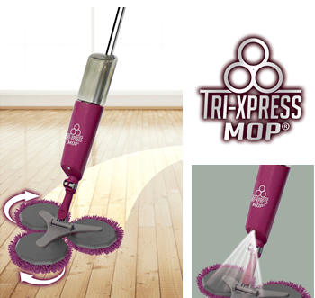 Mopa Triple de microfibra con cabezales rotatorios pulverizadores y brazo extensíble