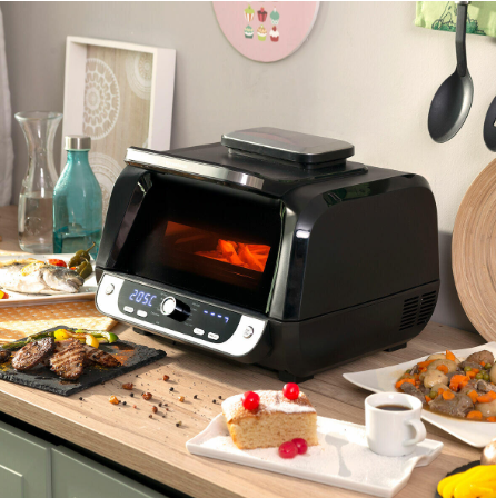 Freidora de Aire con Grill, Accesorios y Recetario InnovaGoods Fryinn 12-in-1 6000 Negro Acero 3400 W 6 L
